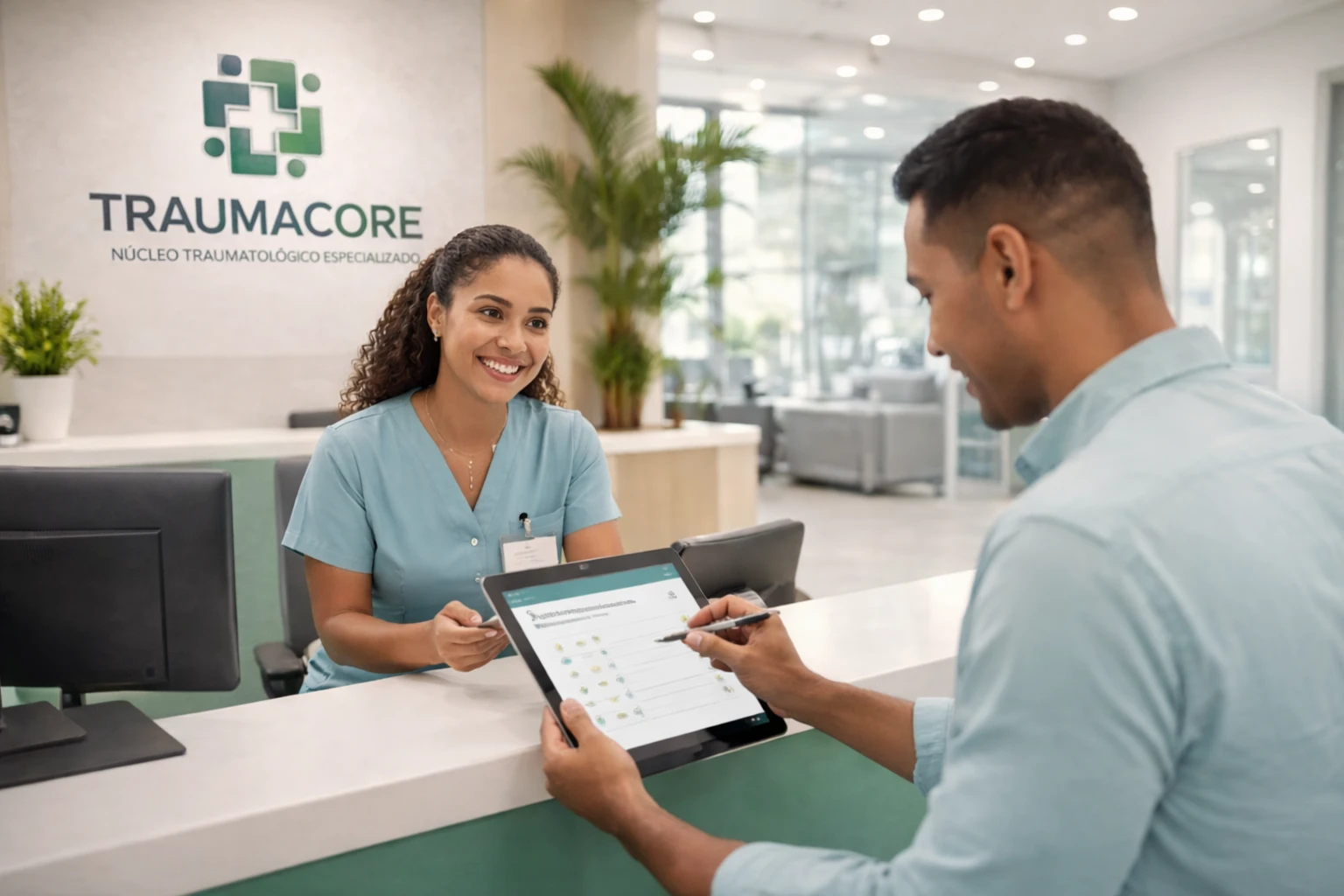 Recepción y orientación del paciente en TraumaCore